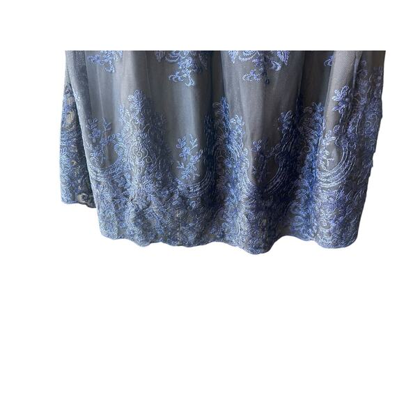 Motherhood Maternity Dress Medium Black Blue Mesh Bell Sleeve Whimsigoth Witchy - Picture 7 of 11